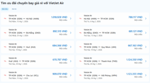 Tìm ưu đãi chuyến bay giá rẻ với Vietjet Air