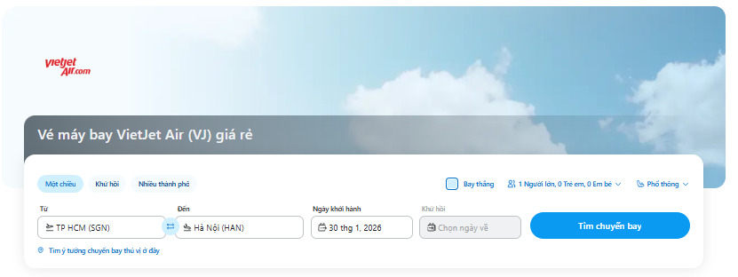 Vé máy bay Vietjet Air giá rẻ trên Traveloka